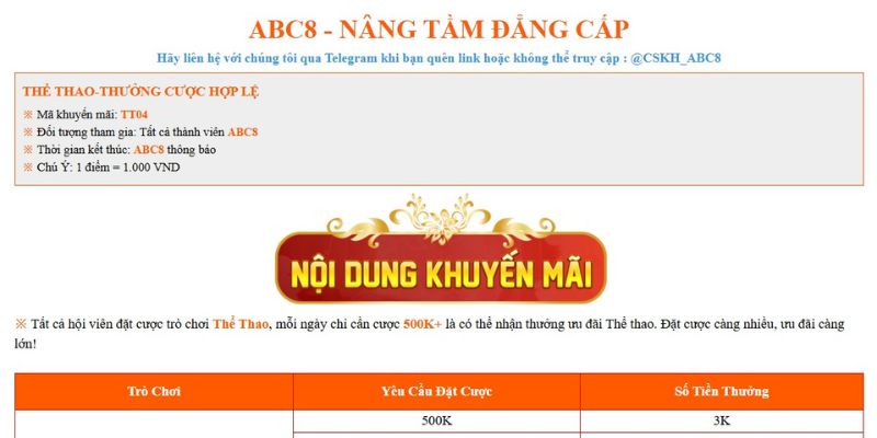 Tỷ lệ trả thưởng cao khi tham gia sảnh cược thể thao ABC8